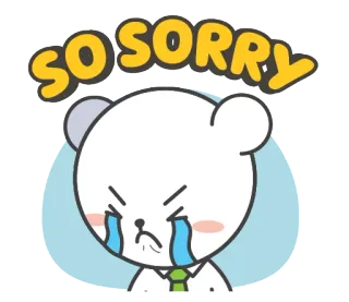 😔 SO SORRY desculpa, desculpas, chorando, urso, desenho animado telegram sticker