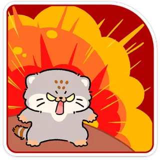 😼 Pallas's cat Manul manul, pallas cat, explosion, angry, cute, cartoon, animal telegram sticker