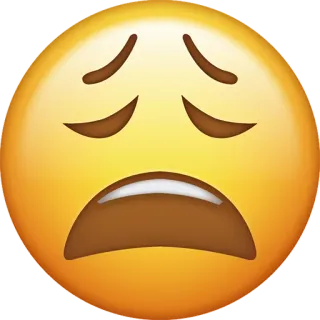 😩 sad, emoji, upset, unhappy, yellow, face, expression telegram sticker