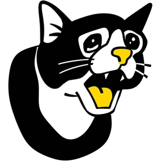 🤪 mèo, hoạt hình, động vật, nhãn dán, linh vật, hình minh họa, trắng đen telegram sticker
