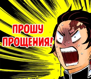 🙏 ПРОШУ ПРОЩЕНИЯ! anime, cartoon, shocked, expression, russian, text telegram sticker