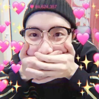 🤡 84,624,357 man, glasses, hearts, sparkles, cute, fan, love telegram sticker