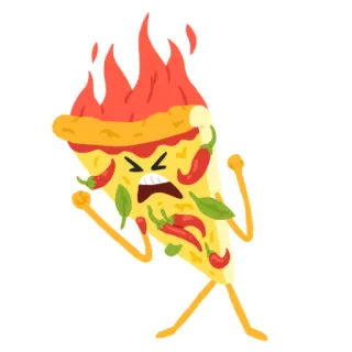 😡 pizza, pedas, cabai, makanan, marah, kartun, potongan whatsapp sticker