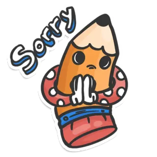 🥺 Sorry scusa, mi dispiace, carino, matita, cartone animato, kawaii whatsapp sticker