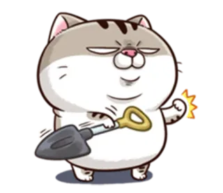 👨‍🔧 Katze, Schaufel, Cartoon, süß, Tier, Figur whatsapp sticker