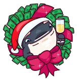 🥂 orca, whale, christmas, santa hat, money, wealth, celebration, champagne telegram sticker