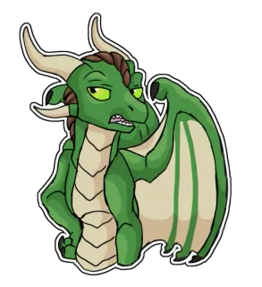 😒 dragon, fantaisie, vert, dessin animé, animal, créature whatsapp sticker