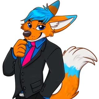 👔 furry, anthro, renard, affaires, dessin animé, personnage, costume whatsapp sticker
