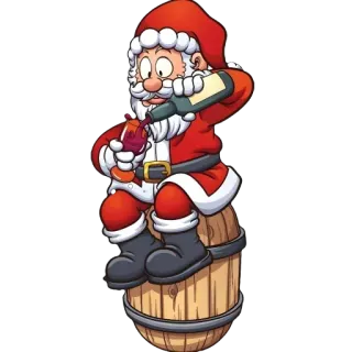 🫥 Santa Claus Santa, Christmas, wine, drinking, alcohol, holiday, celebration telegram sticker