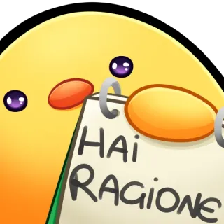 🐤 HAI RAGIONE Italiano, Afirmación, Tienes razón, Dibujos animados whatsapp sticker