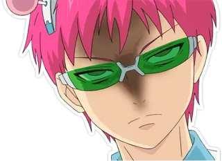 😡 Saiki Kusuo The Disastrous Life of Saiki K. Anime, Personagem, cabelo rosa, óculos, Saiki Kusuo, Saiki Kusuo no Psi-nan telegram sticker
