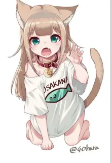 ✨ OSAKANA аниме девушка, кошачьи уши, милый, каваий, осакана, рыба, манга, неко whatsapp sticker