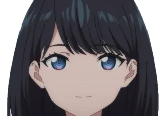 😉 Anime, Mädchen, Porträt, Lächeln, blaue Augen, Charakter telegram sticker
