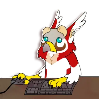 🖥 grifo, furry, teclado, mouse, animal, desenho whatsapp sticker