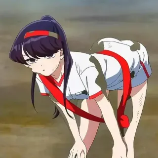 💈 Komi Shouko Komi Can't Communicate Аниме, Komi Can't Communicate, Коми Сёко, мило, школьная форма, облокотившись telegram sticker