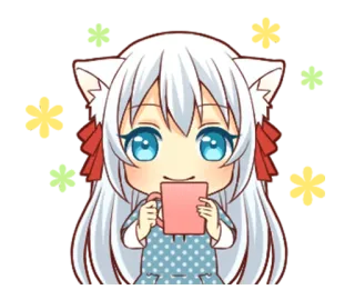 ☕ Anime, Catgirl, Chibi, Kawaii, Süß, Kaffee telegram sticker