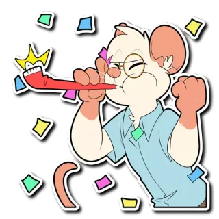 🎉 rato, festa, celebração, confetes, desenho animado, animal, antropomórfico telegram sticker