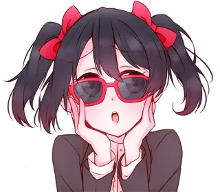 😯 Nico Yazawa Love Live! anime, cartoon, girl, sunglasses, cute, fanart telegram sticker