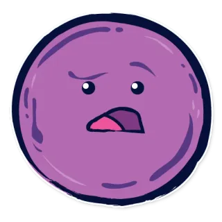 😦 morado, círculo, cara, expresión, molesto, dibujos animados telegram sticker