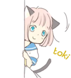 🙋 toki anime girl, cat ears, cute, kawaii, toki whatsapp sticker