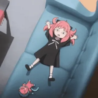 ❤️ Anya Forger Spy x Family Anime, Kreskówka, Dziewczyna, Leżąca, Spy x Family, Anya Forger telegram sticker