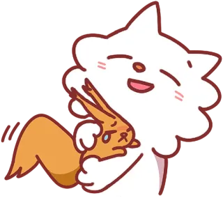 🤗 kot, królik, zwierzę, słodki, uścisk, przyjaźń, kreskówka telegram sticker