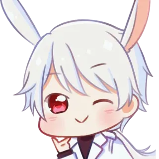 ☺️ Anime, Hase, Kawaii, Süß, Chibi, Weißes Haar telegram sticker