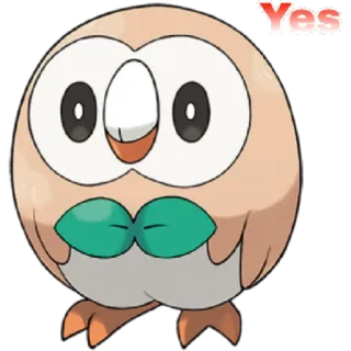 😁 Rowlet Pokemon Yes pokemon, rowlet, owl, cute, cartoon telegram sticker