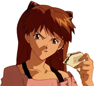 🍔 Asuka Langley Soryu Neon Genesis Evangelion Anime, Gadis, Sandwich, Evangelion, Asuka telegram sticker