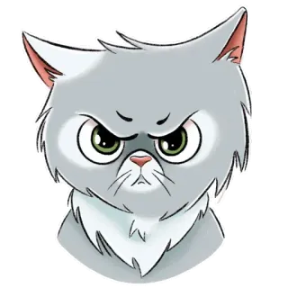 😤 chat, en colère, félin, animal de compagnie, dessin animé, autocollant, animal, grincheux whatsapp sticker