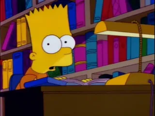 😮 Bart Simpson The Simpsons 漫画, アニメ, 学生, 勉強, 読書, 図書館, バート・シンプソン telegram sticker