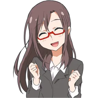 🥳 Anime, Garota, Óculos, Feliz, Desenho animado, Personagem, Mulher telegram sticker