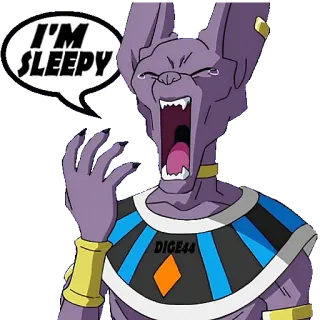 😪 Beerus Dragon Ball I'M SLEEPY mengantuk, menguap, anime, kucing, dewa penghancur, kelelahan, lelah whatsapp sticker
