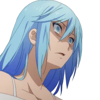 😨 อนิเมะ, ตัวละคร, ผมสีฟ้า, ภาพเหมือน, สติกเกอร์ telegram sticker