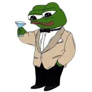 🥂 Pepe the Frog ếch, Pepe, tuxedo, cocktail, meme telegram sticker