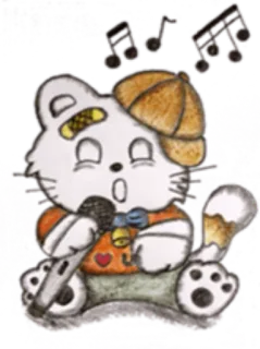 🎤 canto, gato, microfone, música, desenho animado, personagem telegram sticker