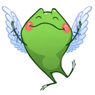 😇 rã, fada, asas, fofo, desenho animado, animal, anfíbio, feliz telegram sticker