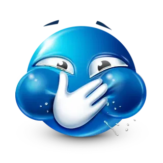 😅 Emoji, Azul, Arcadas, Mano, Expresión, Impactado, Taparse la boca whatsapp sticker