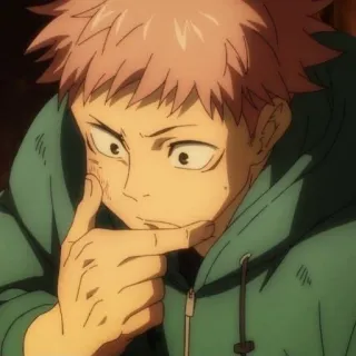 🧐 Yuji Itadori Jujutsu Kaisen аниме, мультфильм, думает, персонаж telegram sticker