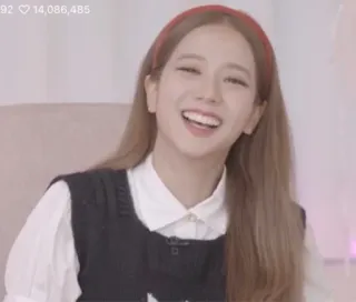 😀 Jisoo femme, sourire, k-pop, chanteuse, asiatique, joyeuse, heureuse telegram sticker