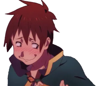 😊 Kazuma KonoSuba อนิเมะ, Konosuba, Kazuma, ตลก, หน้าแดง, ปฏิกิริยา, อาย telegram sticker