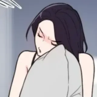 🔖 mujer, adormilada, almohada, dibujos animados, ilustración, femenina whatsapp sticker