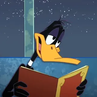 🥕 Daffy Duck dibujos animados, pato, leyendo, libro, looney tunes, daffy duck telegram sticker