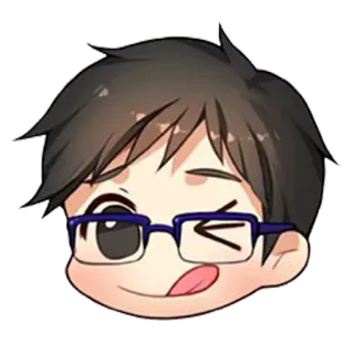 😜 dibujos animados, gafas, anime, lindo, guiño whatsapp sticker
