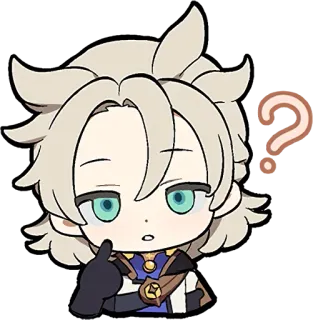 🤔 Albedo Genshin Impact 알베도, 원신, 애니메이션, 물음표, SD, 스티커 telegram sticker