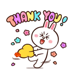 🙏 THANK YOU! grazie, coniglio, carino, cartone animato, marrone, coniglietto whatsapp sticker