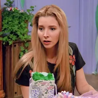 😦 Phoebe Buffay Friends femme, portrait, émission télé, sitcom, cheveux blonds whatsapp sticker