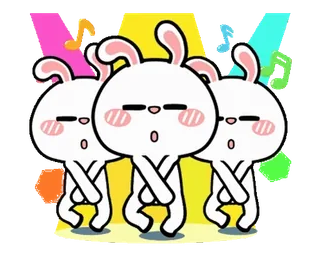 💃 kelinci, kartun, tari, musik, imut, binatang, kawaii, lucu telegram sticker
