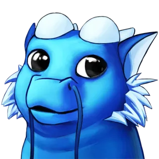 🌝 dragon bleu, mignon, dessin animé, créature fantastique whatsapp sticker