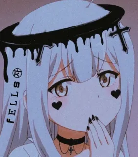 🖤 FELLS Anime, Fille, Croix, Mignon, Kawaii, Esthétique telegram sticker